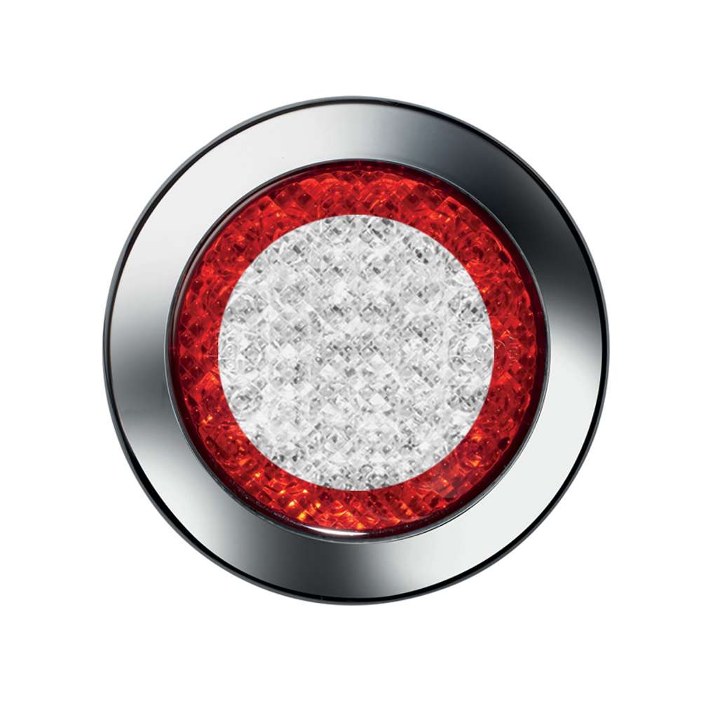 24V LED Rear Light – 3 Functions with Chrome Ring & 0.5m Cable