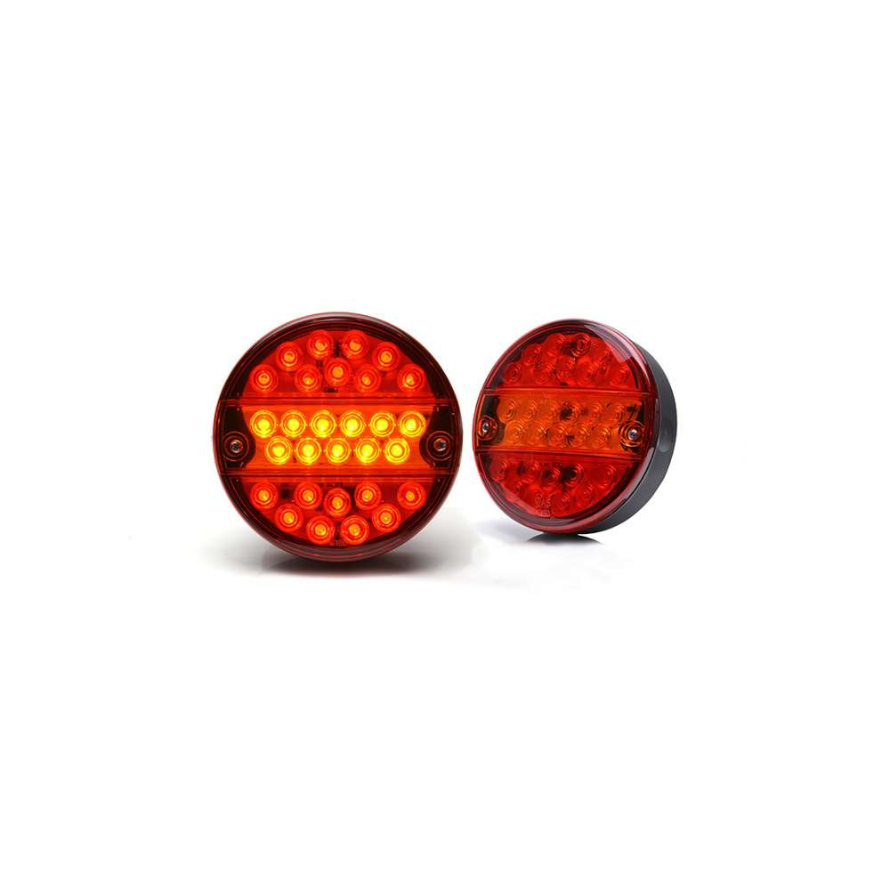 STRANDS Round LED Tail Light Red & Amber Lens – Universal 3-in-1 Rear Light for Trailers, Trucks & Commercial Vehicles