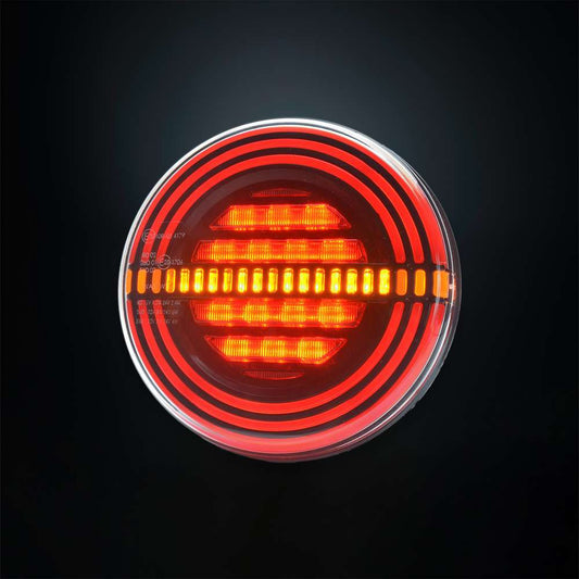 STRANDS 3-Function Round 142mm LED Rear Light IP68 – Heavy-Duty Waterproof Solution
