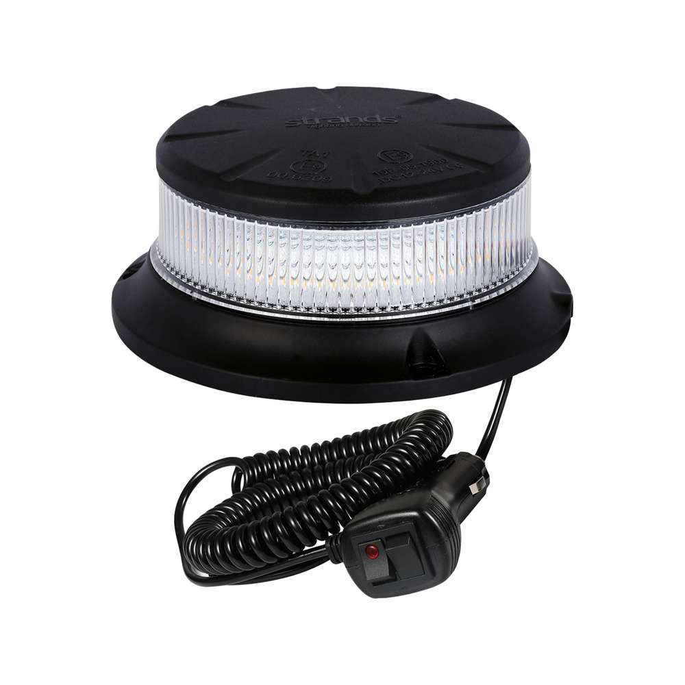 STRANDS Gyrophare LED Aimant – Lentille Claire, LED Ambre, ECE R65