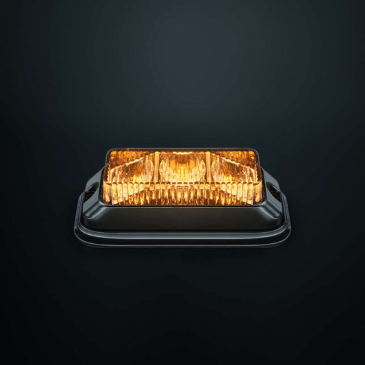 STRANDS Amber LED Warning Light – 3 Diode Compact High-Visibility Strobe Lamp