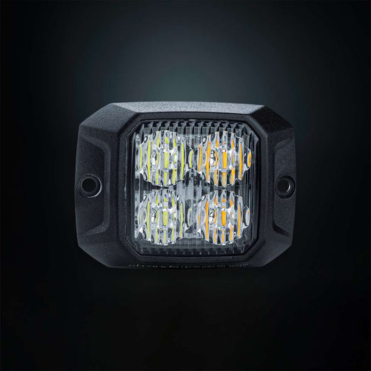 Strands Duo 4 LED Directional Warning Light – White &amp; Amber Slim Profile Strobe Light