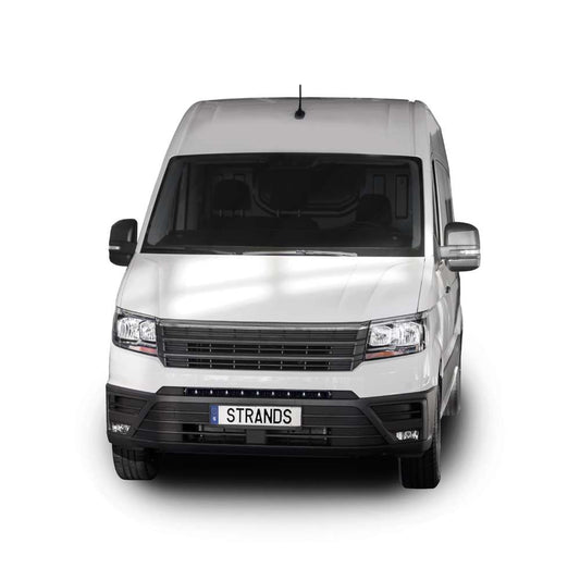 Universal LED bar kit for VW Crafter 2017-2022, SUV4x4CUSTOM Dark Knight Nuuk 30" LED bar installed on vehicle front.