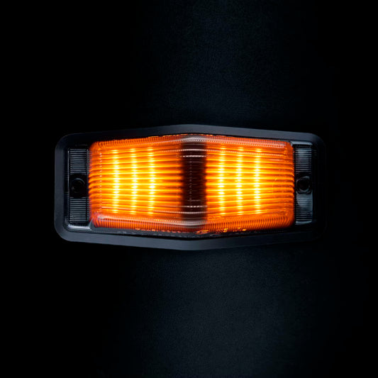 IZE LED Black Bullet Double Burner Duo – Feu de Position Blanc &amp; Ambre avec Fonction Flash Intégrée | Homologué ECE | IP69K