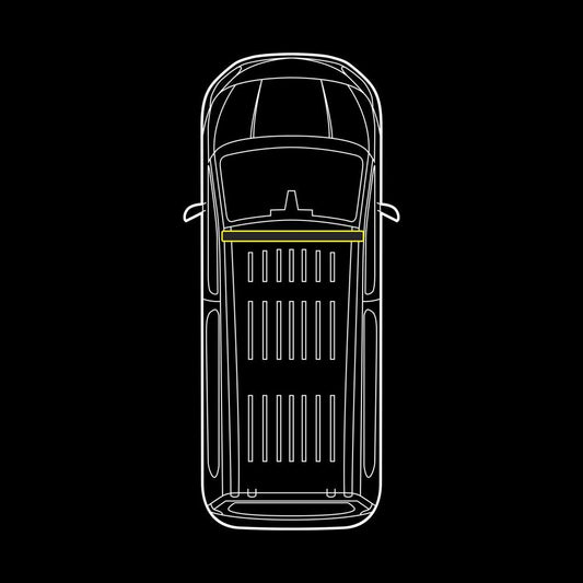 Illustration of SUV4x4CUSTOM Strands front-mounted cruise warning light bar installed on a 2022 Mercedes Citan.