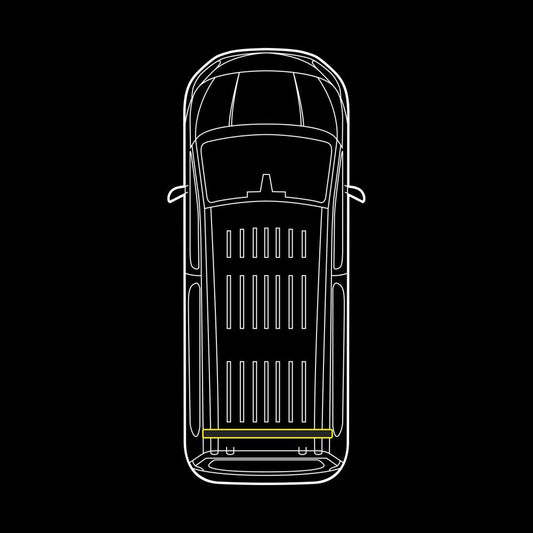 Illustration of SUV4x4CUSTOM Strands rear-mounted cruise warning light bar with mounting brackets and electrical connections.