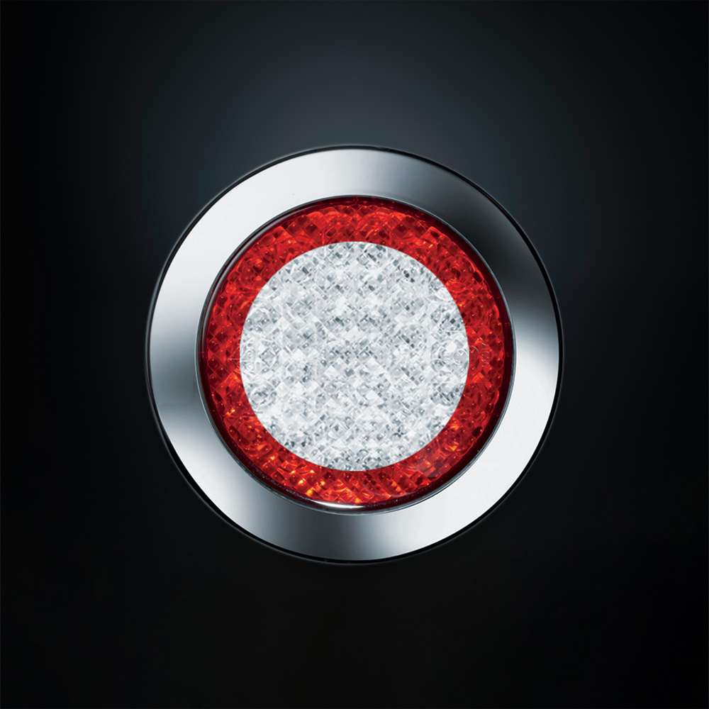 24V LED Rear Light – 3 Functions with Chrome Ring &amp; 0.5m Cable