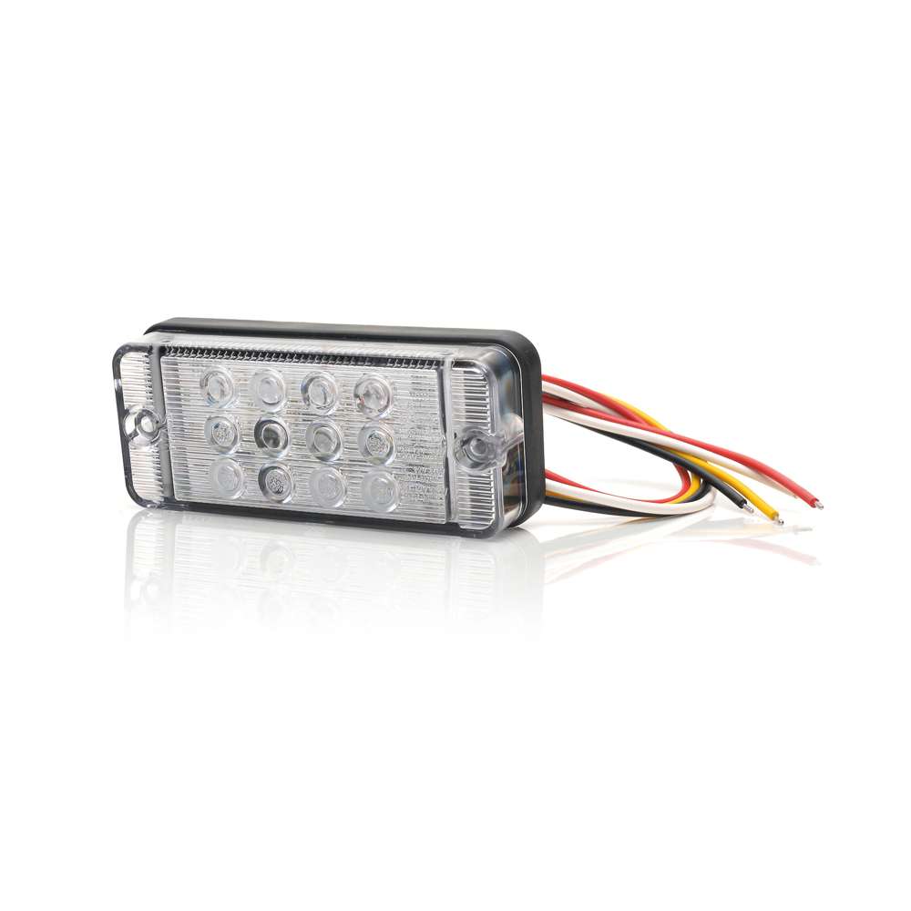 STRANDS Feu Arrière LED Rectangulaire 3 en 1 – Design Slim Lentille Claire pour Installation Facile