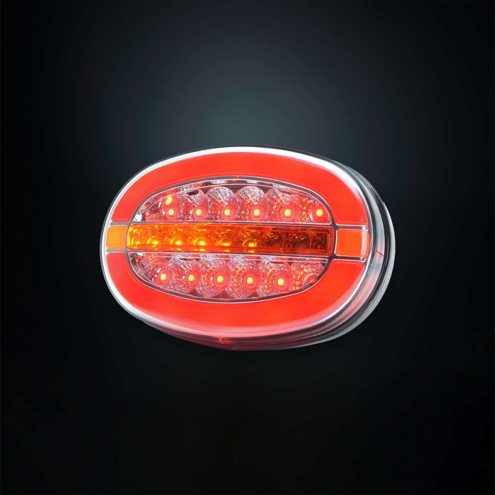 STRANDS Universal Oval LED Tail Light – 3-in-1 Rear Light with Dynamic Sequential Turn Signal