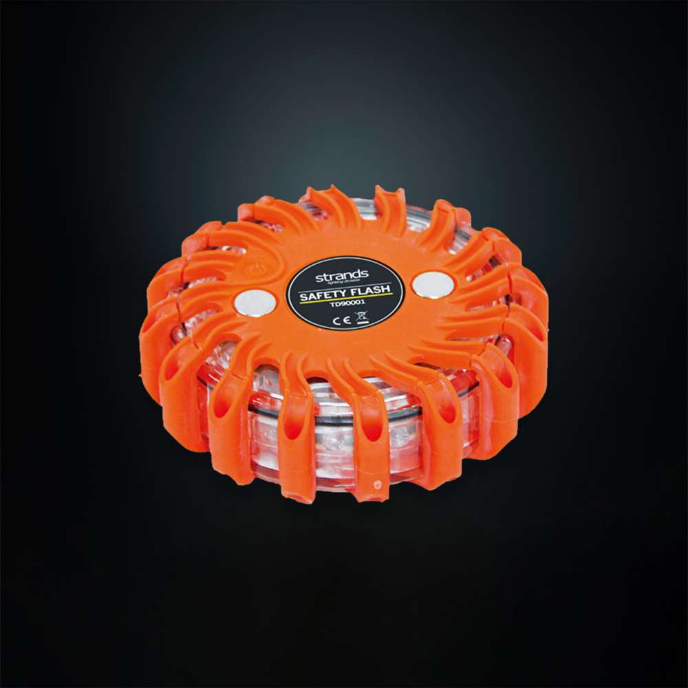 Strands Amber LED Warning Puck Light – 16 LED Magnetic Emergency Safety Flash for Vehicles