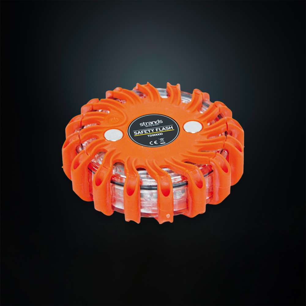 Strands Amber LED Warning Puck Light – 16 LED Magnetic Emergency Beacon