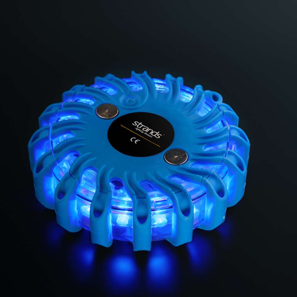 Strands Blue LED Warning Light Puck – Waterproof Magnetic Emergency Beacon