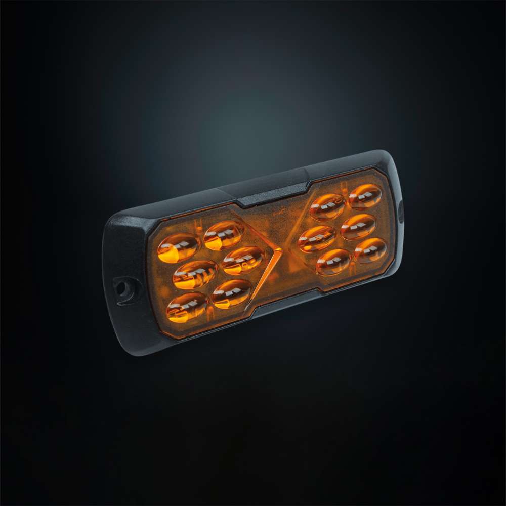 Strands Slim 12 LED Amber Warning Light – Advanced Fisheye Directional Strobe Technology