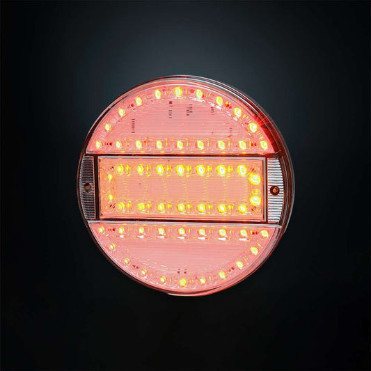 STRANDS Round LED Tail Light with Clear Lens – Slim 25mm Design, E &amp; D Approved, IP68 Waterproof